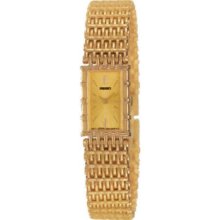 Seiko Womens $300 Gold-tone Ss, Rectangular Champagne Dial, Dress Watch - Szzb80