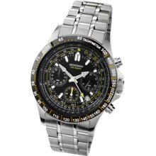 Sekonda Men's Quartz Watch With Black Dial Chronograph Display And Silver Stainless Steel Bracelet 3421.27