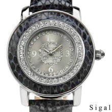 SIGAL Ladies Dress Watch With Genuine Crystals