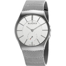 Skagen 916xlsss Men's Sandblasted Silver Mesh Band Watch