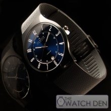 Skagen - Blue Dial Black Ion Plated Watch - 233xltmn