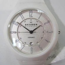 Skagen Denmark Men's Watch Quartz All White Ceramic Original Edition