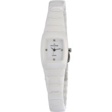 Skagen Designs Ladies Quartz Watch With White Dial Analogue Display And White Ceramic Bracelet 814Xswxc1