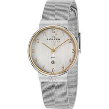 Skagen Men's 355lgsca Steel Two Tone Silver Dial Watch