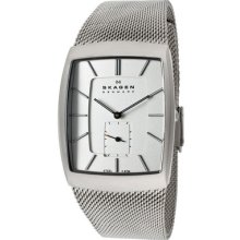 Skagen Watch 915xlsss Men's Silver Dial Stainless Steel Mesh