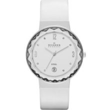 Skagen White Ladies White Leather Watch