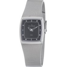 Skagen Women's Steel Silver and Black Square Watch 380SSSB - 380SSSB