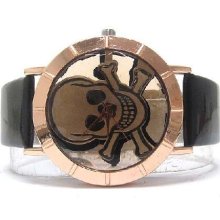 Skull face and front and back glass cover watch (Black)