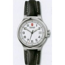 Small White Dial Peak II Watch With Black Leather Strap