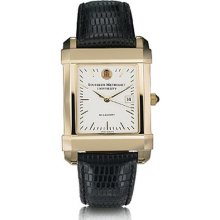 SMU Men's Swiss Watch - Gold Quad w/ Leather Strap