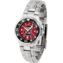 South Carolina Gamecocks Competitor AnoChrome Ladies Watch with Steel Band and Colored Bezel