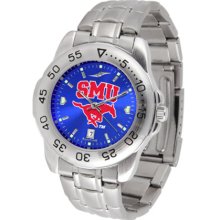 Southern Methodist (SMU) Mustangs Sport Steel Band Ano-Chrome Men's Watch