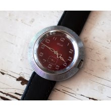 Soviet watch Russian watch Mechanical watch -Red clock face watch -Big men's wrist USSR Vintage 