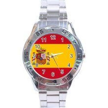 Spain Flag Stainless Steel Analogue Watch Spanish