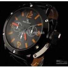 Sport Men' Leather Strap Watches Metal Style Luxury Wrist Watches St