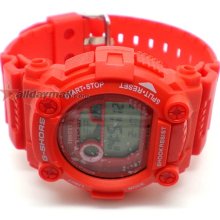 Sporty Single Movement Digital Stop Watch with Night Light - Red