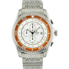 Stainless Steel Ocean Master Diver Chronograph White Dial Orange Bezel