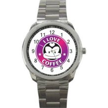 Starbucks Coffee Parody Unisex Silver-Tone Sports Metal Watch 13