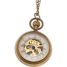 Steampunk Pocket Watch Pendant - Antiqued Brass Mechanical - Round