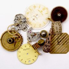 Steampunk Watch Parts Lot, Vintage Movement Platene, Gears, Dials, Sprockets, Destach, Projects 4678