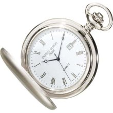 Sterling Silver Pocket Watch w Matching Curb Chain Case