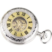 Sterling Silver Two-Tone Pocket Watch with Demi Hunter Case