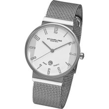 Stuhrling 327l Women's Lady Monticello Swiss Quartz Date Silvertone Mesh Watch