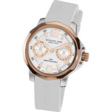 Stuhrling 332 Lady Admiral Swiss Quartz Rosetone Bezel White Rubber Womens Watch