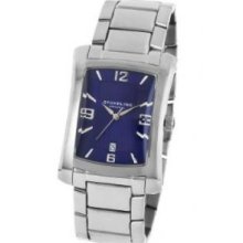 Stuhrling Original 144A.33116 Mens Gatsby Society Quartz Polished Finish Stainless Steel Case with a Tanzanite Blue Dial