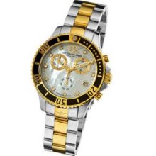 Stuhrling Original 162CR.112C27 Ladies Diver on a TT Bracelet SS and Gold Tone White MOP Dial and Gold Tone-Black bezel