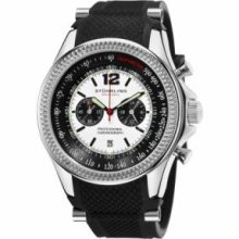 Stuhrling Original 176B3.33162 Mens Quartz Stainless Steel Case with Silver Dial on Black Rubber Strap