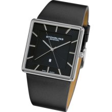 Stuhrling Original 342 33151 Saratoga Swiss Slim Date Black Leather Mens Watch