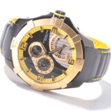 Stuhrling Original Men's Gen-X Sport Quartz Leather Strap Watch YELLOW