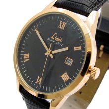 Stunning Limit Gents Mens Gold Plated Date Watch 5302