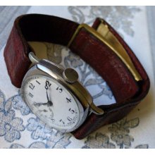 Stunning Unusual 1940s Swiss Vertex vintage manual wind mens cushion case Trench watch