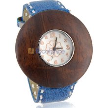 Stylish Analog Watch with PU Leather Strap (Blue)