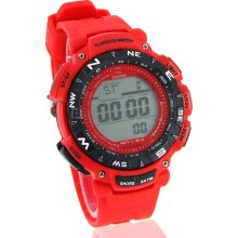 Stylish Unisex Digital Watch with White LED Light (Red)