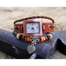 suede watch, highend leather bracelet watch, retro jewelry bracelet HM08