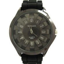 Sunflower Shape Dial Quartz Silicone Women Ladies Wrist Leisure Watch Black