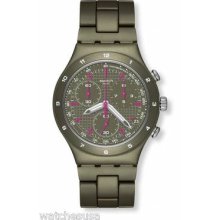 Swatch Men's Ycm4002ag Green Coat Aluminum Green Dial Chronograph Quartz Watch