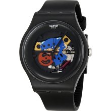 Swatch Originals Black Lacquered Black Silicone Unisex Watch SUOB101