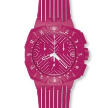 Swatch SUIP401 Pink Run Pink Dial Plastic Chronograph Men's Watch