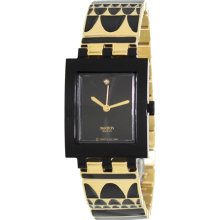 Swatch Women's Originals SUBB123G Two-Tone Stainless-Steel Swiss Quartz Watch with Black Dial