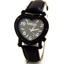 Swiss Master SWM023 Heart Black Leather Band Diamond Women's Watch