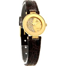 Swistar Eclipse Mini Ladies 18K Gold Plated Brown Leather Swiss Quartz Watch