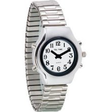 Tel-time Ladies Chrome Talking Watch - White Face, Ex