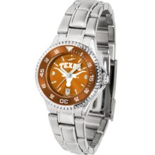 Texas Longhorns Competitor AnoChrome Ladies Watch with Steel Band and Colored Bezel