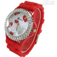 The Geneva Fashion Love Ms. Quartz Watches Silicone Watches Ladies W