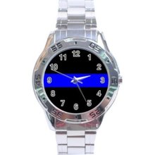 Thin Blue Line - Stainless Steel Analogue Menâ€™s Watch Law Enforcement