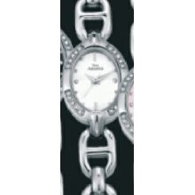 Time America Ladies` Stainless Link Bracelet Watch With Silver Oval Face